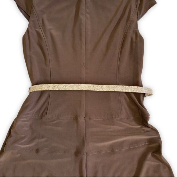 Anne Klein Brown Fit & Flare Dress with Belt | Cap Sleeve | Size 8 - Picture 13 of 13